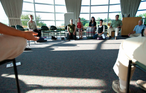 Students participate in a mindfulness meditation class. (UW Photo Library)